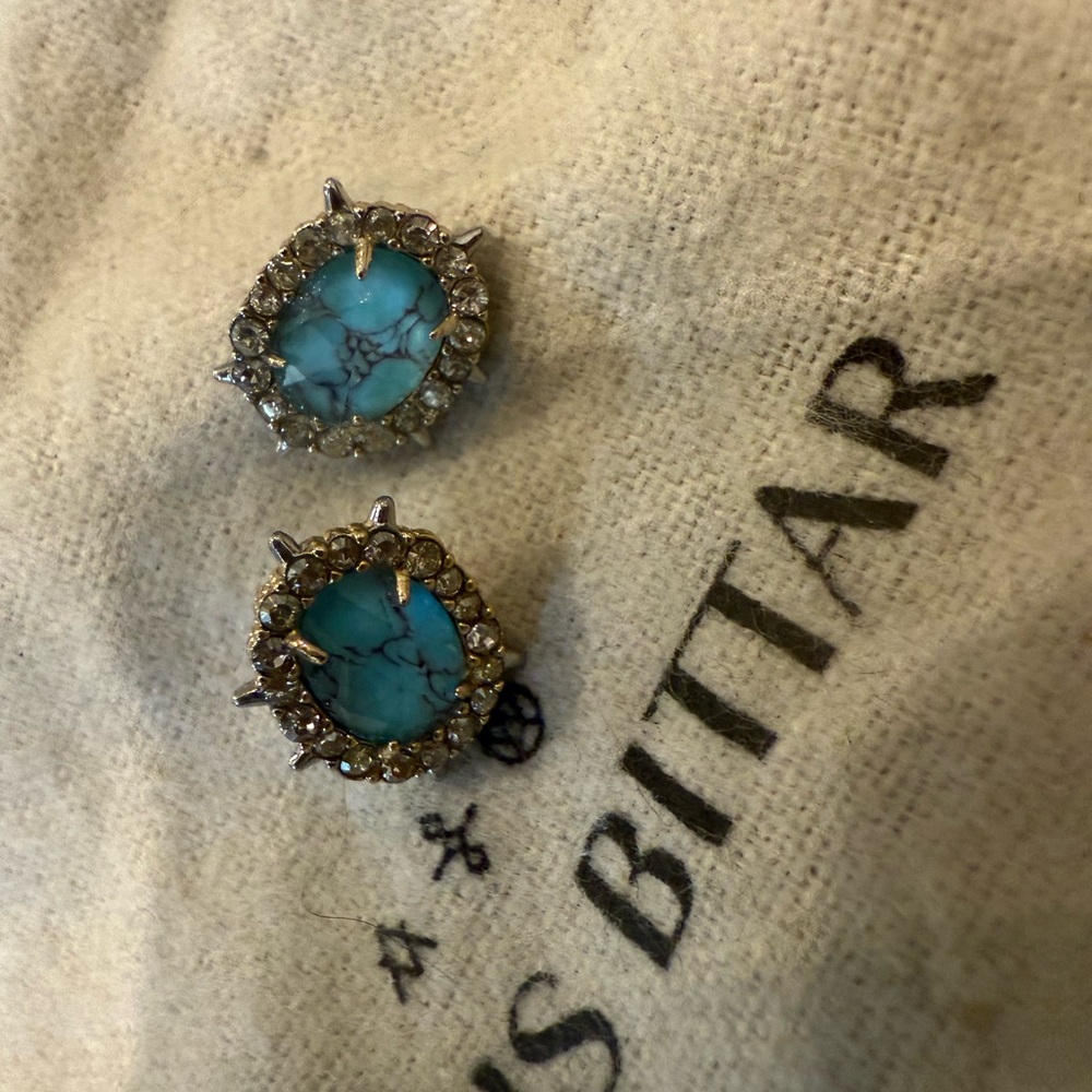 Alexis Bittar Blue and Silver Stud Earrings